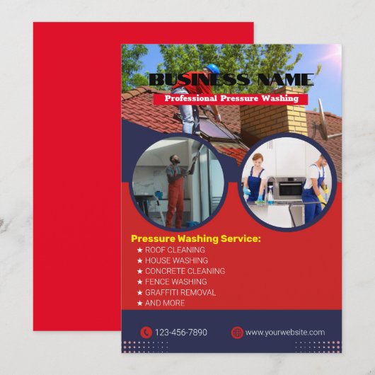 Bewerkbare Fotofoto Druk Wassen Flyers Kaart (Voorkant / Achterkant)