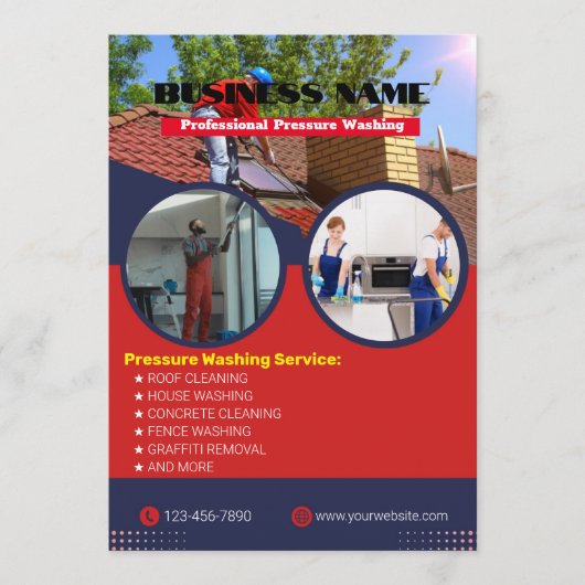 Bewerkbare Fotofoto Druk Wassen Flyers Kaart (Voorkant)