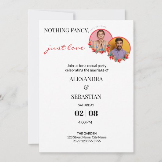 Bewerkbare foto's bruiloftsreceptie uitnodiging (Voorkant)