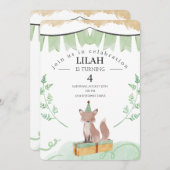 Bewerkbare Fox verjaardagsuitnodiging | bosbeest Kaart (Voorkant / Achterkant)
