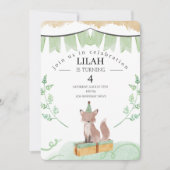 Bewerkbare Fox verjaardagsuitnodiging | bosbeest Kaart (Voorkant)