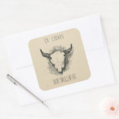 Bewerkbare Frederic Remington Koe Skull Bookplate Vierkante Sticker (Envelop)