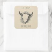 Bewerkbare Frederic Remington Koe Skull Bookplate Vierkante Sticker (Tas)