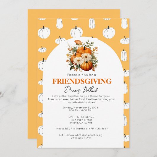 Bewerkbare Friendsgiving-feestuitnodiging Kaart (Voorkant / Achterkant)