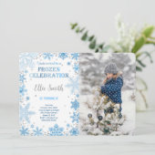 Bewerkbare Frozen Verjaardagsfoto Uitnodiging (Staand voorkant)