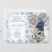 Bewerkbare Frozen Verjaardagsfoto Uitnodiging (Voorkant)