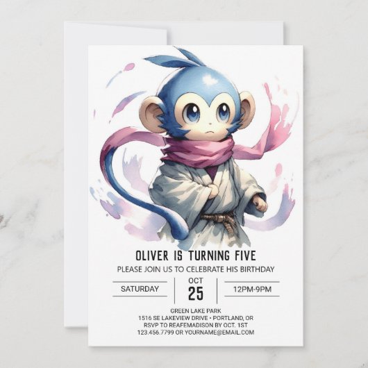 Bewerkbare Fun Monkey Verjaardag Kaart (Voorkant)