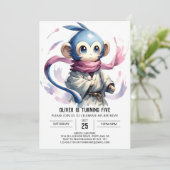 Bewerkbare Fun Monkey Verjaardag Kaart (Staand voorkant)