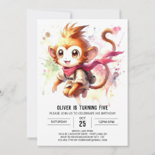 Bewerkbare Fun Monkey Verjaardag Kaart