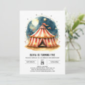Bewerkbare Fun Tent Circus verjaardag Kaart (Staand voorkant)