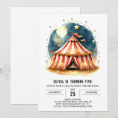 Bewerkbare Fun Tent Circus verjaardag Kaart (Voorkant / Achterkant)