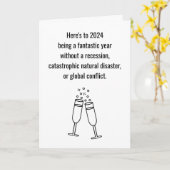 Bewerkbare Funny 2024 Happy New Year Kaart (Gele Bloem)