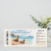 Bewerkbare Galapagos Island Plane Boarding Pass Kaart (Staand voorkant)