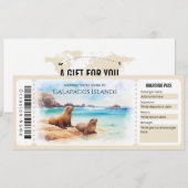 Bewerkbare Galapagos Island Plane Boarding Pass Kaart (Voorkant / Achterkant)