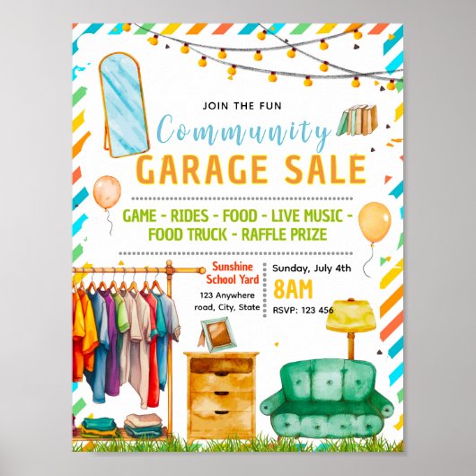 Bewerkbare garage sale fondsenwervingsflyer poster (Voorkant)
