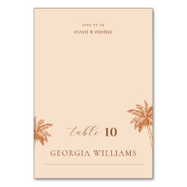 Bewerkbare gastnaam Palm Tree Wedding Place Card Kaart