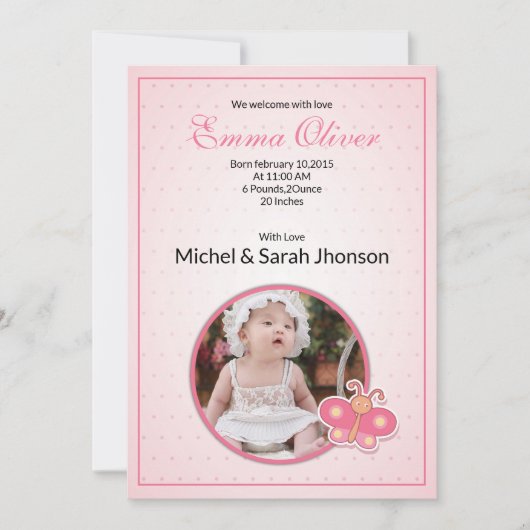 Bewerkbare geboorteaankondiging template aankondiging (Voorkant)