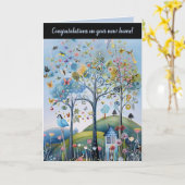 Bewerkbare gefeliciteerd met uw nieuwe huis kaart (Gele Bloem)