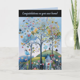Bewerkbare gefeliciteerd met uw nieuwe huis kaart