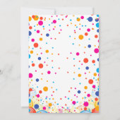Bewerkbare gekleurde confetti verjaardagsuitnodigi kaart (Achterkant)