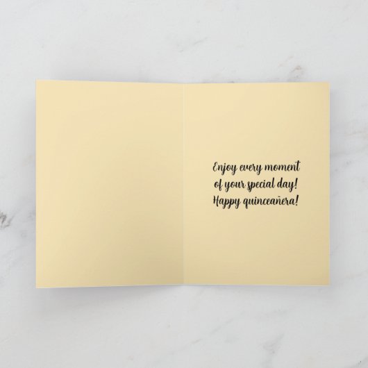 Bewerkbare Gelukkige Quinceañera Kaart (Binnen)