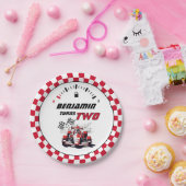 Bewerkbare gepersonaliseerde twee snelle verjaarda papieren bordje (Feest)