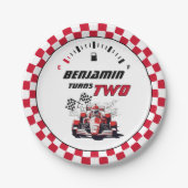 Bewerkbare gepersonaliseerde twee snelle verjaarda papieren bordje (Voorkant)