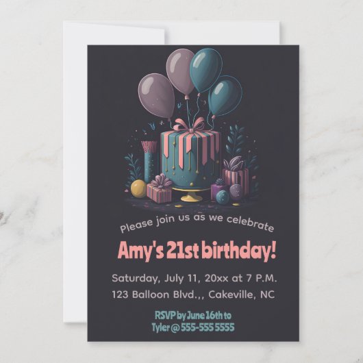 Bewerkbare geschenken en ballonnen Verjaardag Kaart (Voorkant)