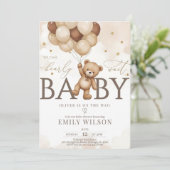 BEWERKBARE Geslachtsonafhankelijke Beer Babyshower Kaart (Staand voorkant)