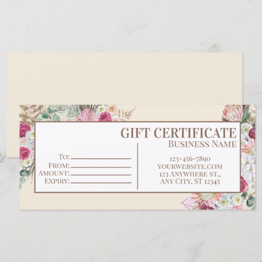 Bewerkbare Gift Certificate Template, Printbare Gi (Voorkant / Achterkant)