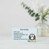 Bewerkbare Gingham en Uil op een Book Babys Librar Informatiekaartje (Staand voorkant)