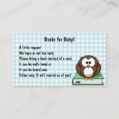 Bewerkbare Gingham en Uil op een Book Babys Librar Informatiekaartje (Voorkant)