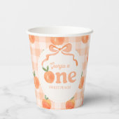 Bewerkbare Gingham Peach Paper Cups Papieren Bekers (Achterkant)