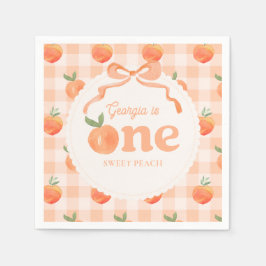 Bewerkbare Gingham Peach Party servetten
