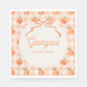 Bewerkbare Gingham Peach Party servetten (Voorkant)