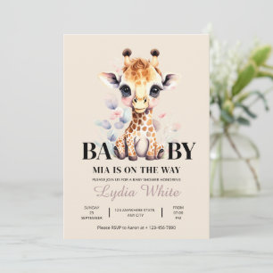 BEWERKBARE Giraffe Baby Shower meisje baby shower Kaart