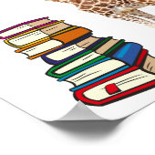 Bewerkbare Giraffe Met Stapel Boeken Leeshoek Poster (Hoek)