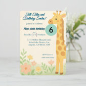 Bewerkbare Giraffe Verjaardagsuitnodiging – Aangep Kaart (Staand voorkant)