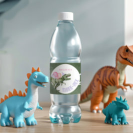 Bewerkbare Girl's Dinosaur Water Bottle Labels Waterfles Etiket