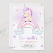 Bewerkbare Girls Fantasy Party Kaart met Sparkles (Voorkant)