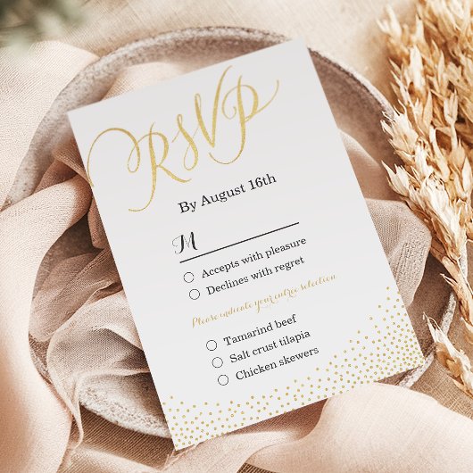 Bewerkbare glam faux goud glitter kalligrafie RSVP Kaartje