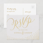 Bewerkbare glam faux goud glitter kalligrafie RSVP Uitnodiging Briefkaart (Voorkant / Achterkant)