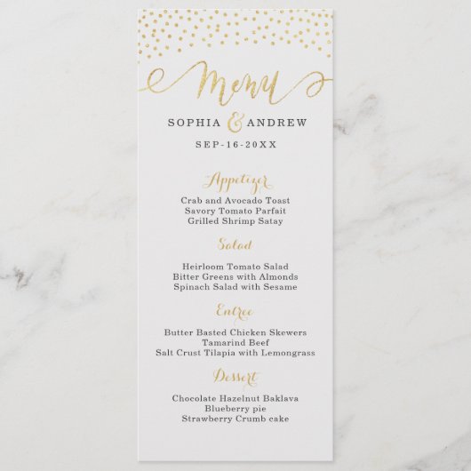Bewerkbare Glam gouden glitter vintage bruiloft me Menu (Voorkant)