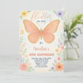 Bewerkbare Glitter Butterfly verjaardagsuitnodigin Kaart (Staand voorkant)