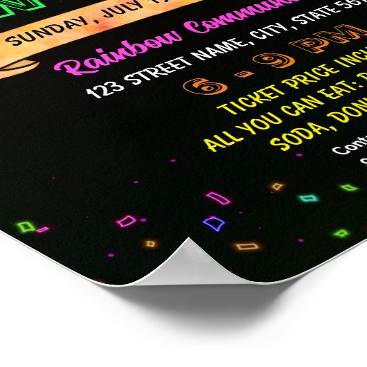 Bewerkbare Glow dance party flyer Poster (Hoek)