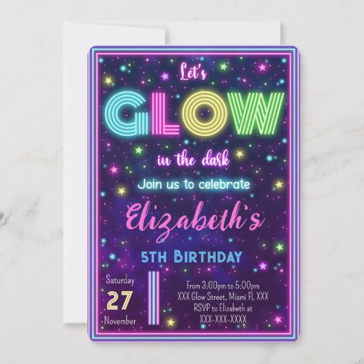 Bewerkbare Glow Uitnodiging (Voorkant)