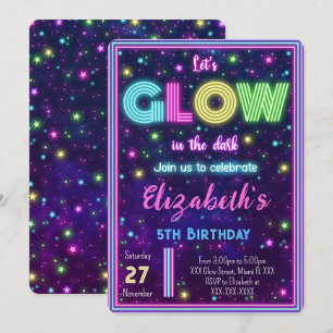 Bewerkbare Glow Uitnodiging