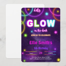 Bewerkbare Glow Verjaardagsuitnodiging Kaart