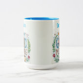 Bewerkbare Goedemorgen Naam en Bloemen Tweekleurige Koffiemok (Center)