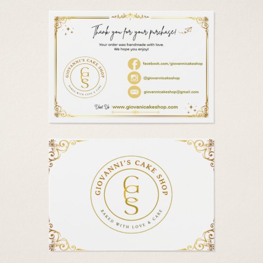 Bewerkbare Gold-bedankkaart Visitekaartje (Voorkant /achterkant)